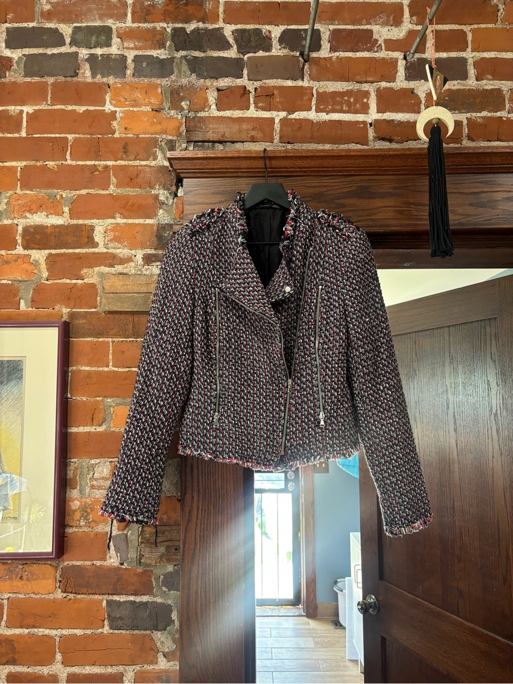 Black Tape Tweed Moto Jacket